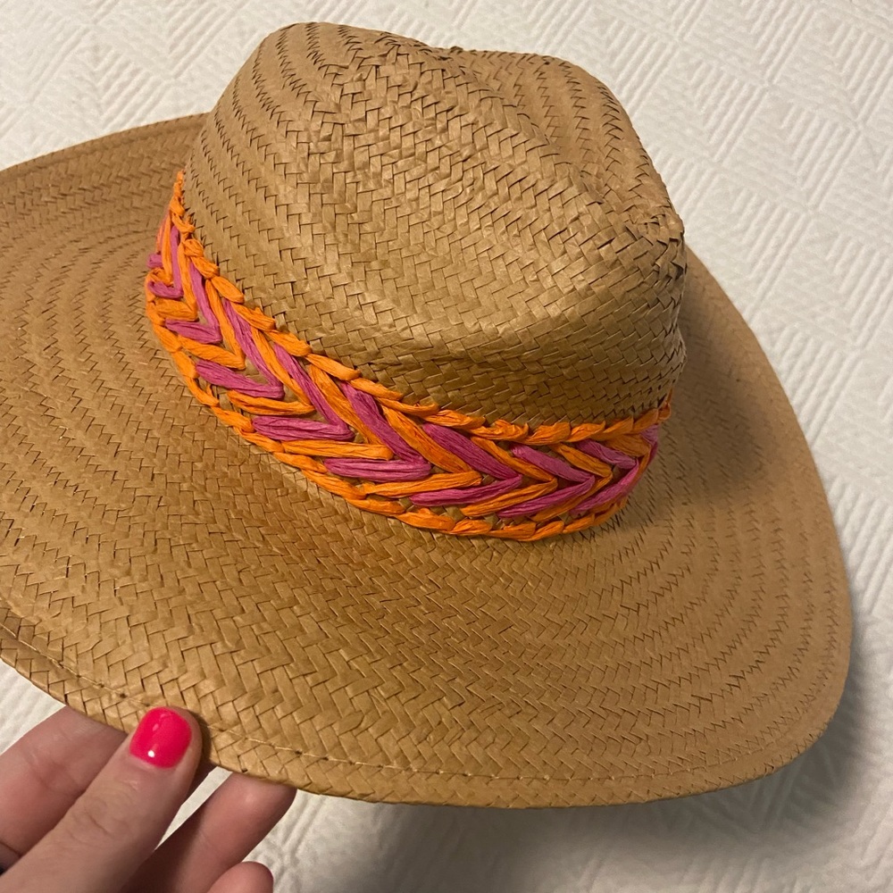 NWT Boden hat w pink/orange band!